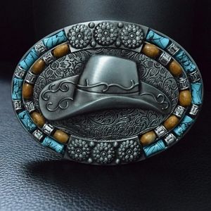 Turquoise cowgirl cowboy stetson hat Western belt buckle Silver Or Gold